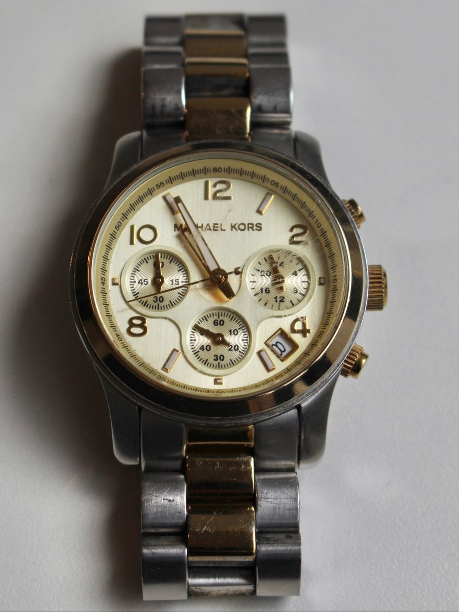 relogio mk dourado e prata