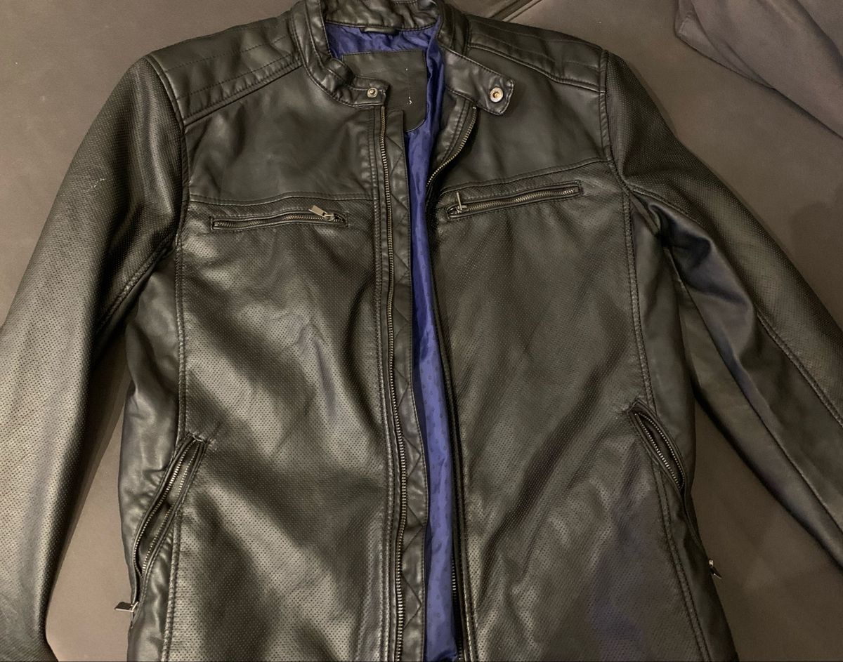 jaqueta de couro tng masculina