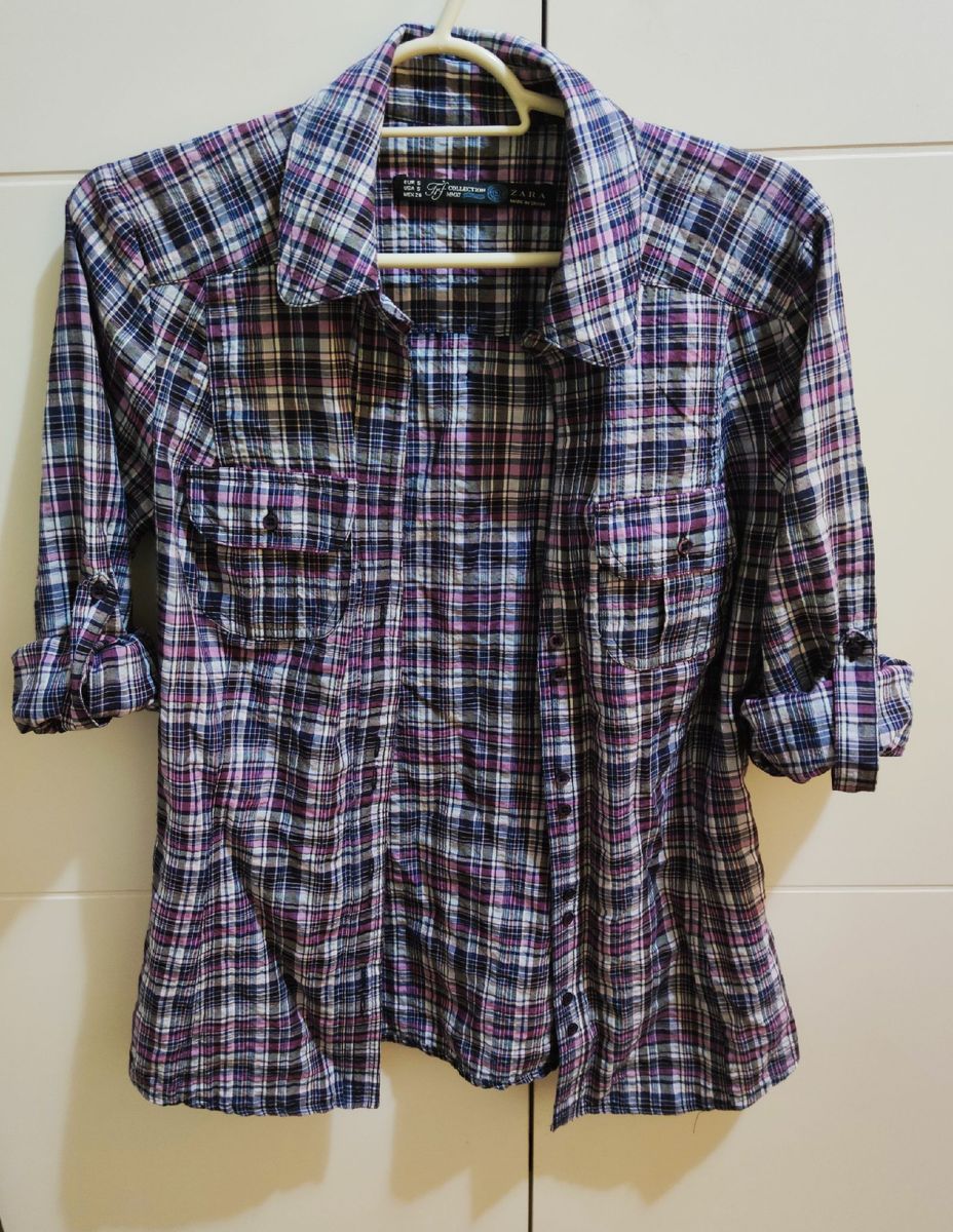camisa xadrez zara feminina