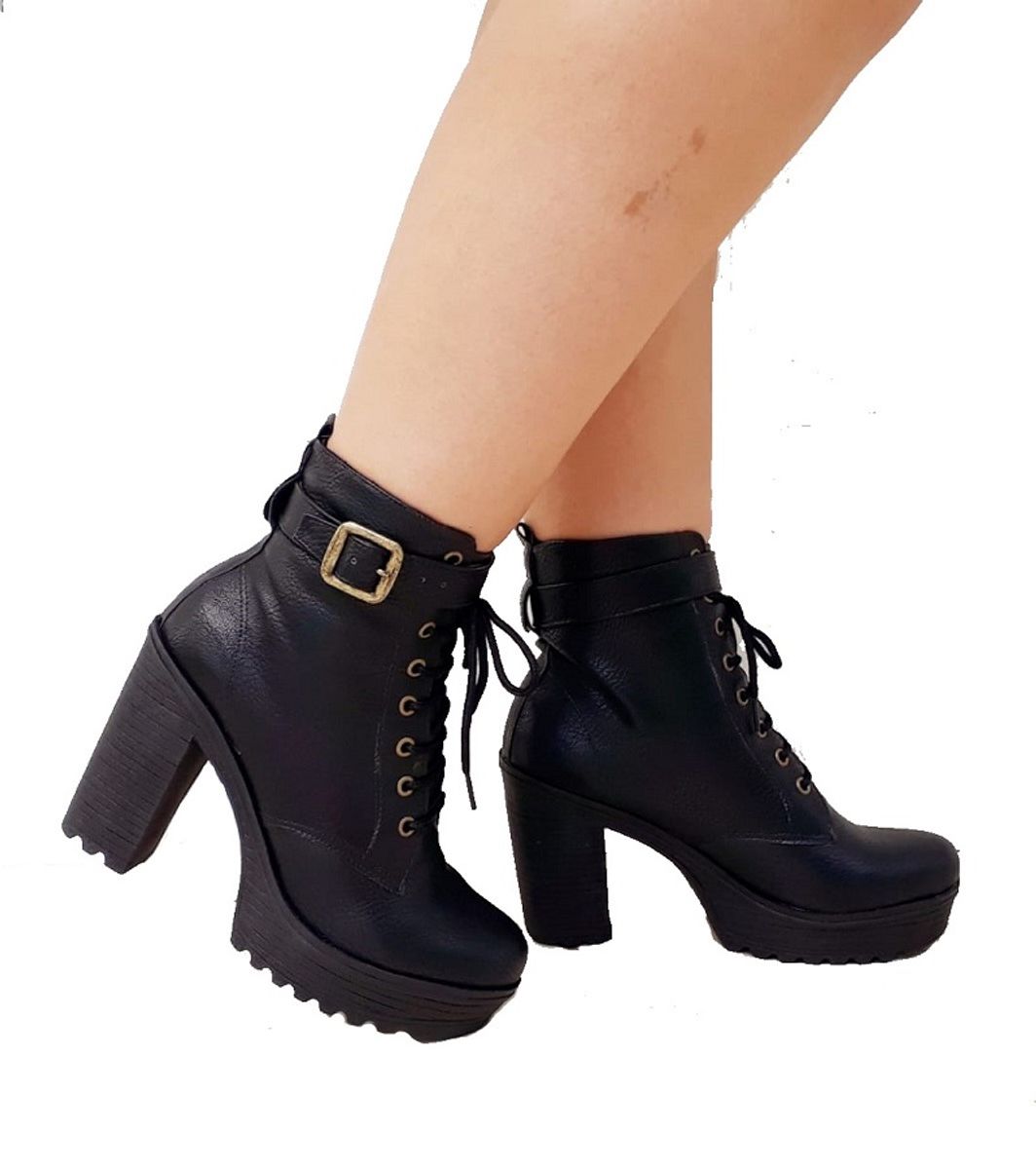 salto alto grosso plataforma preto