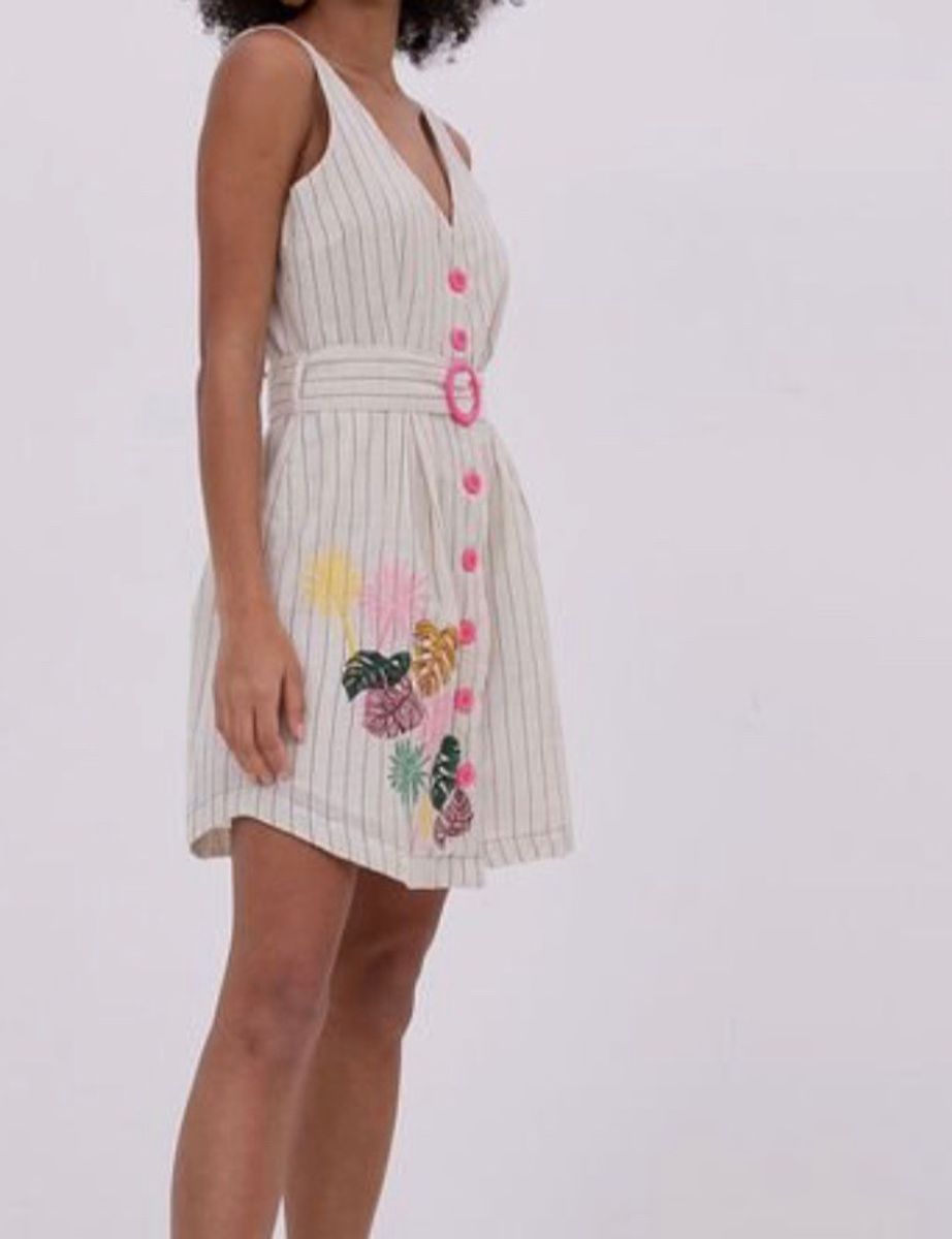 vestido midi listrado renner