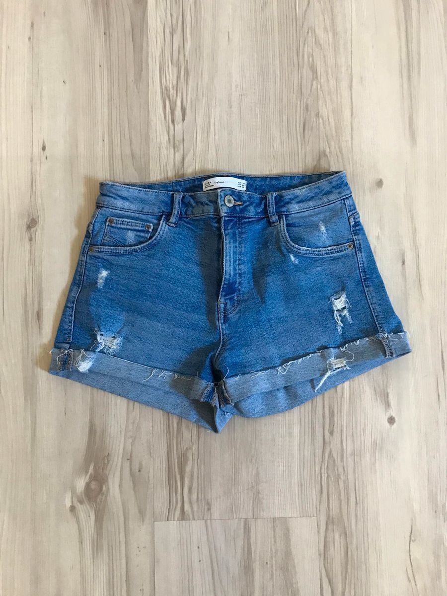short jeans cintura alta zara