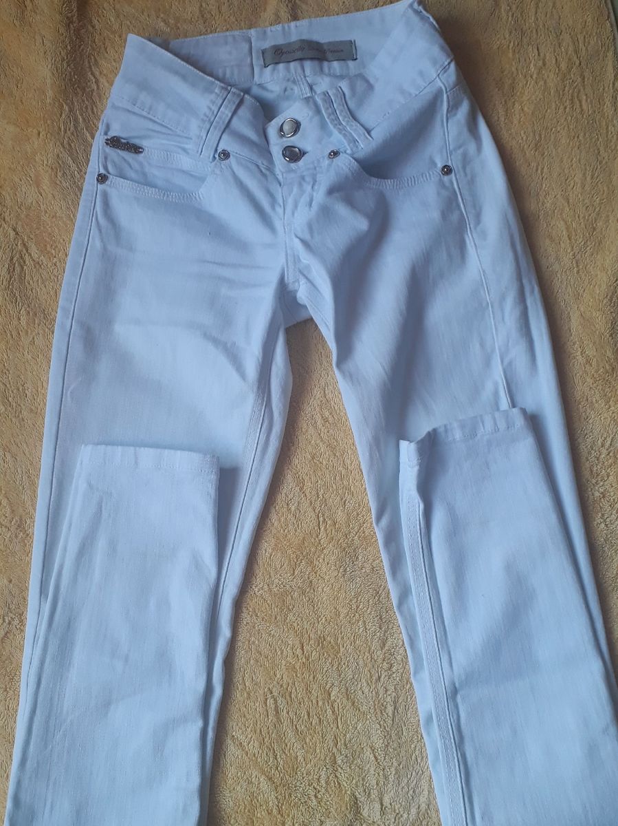 calça branca feminina cintura baixa