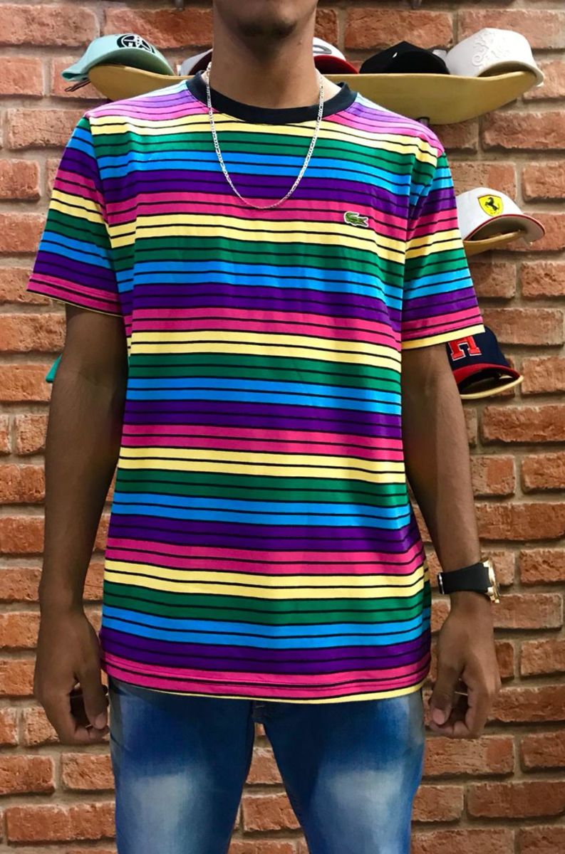 lacoste listrada arco iris