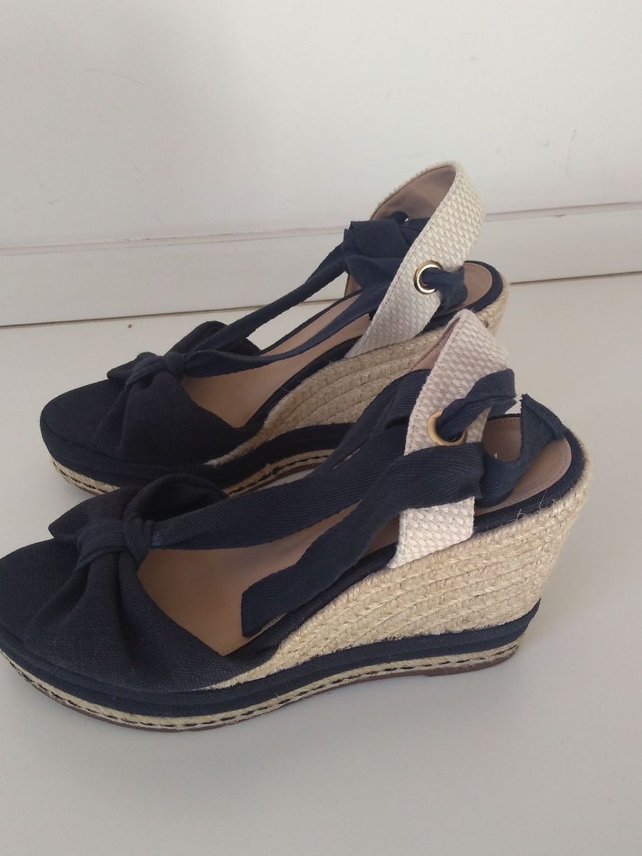 sandalia anabela arezzo azul marinho