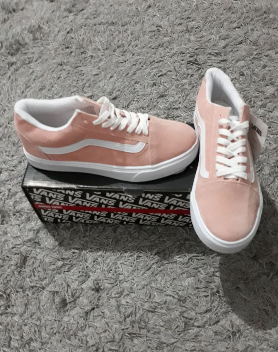 vans rosa bebe e branco