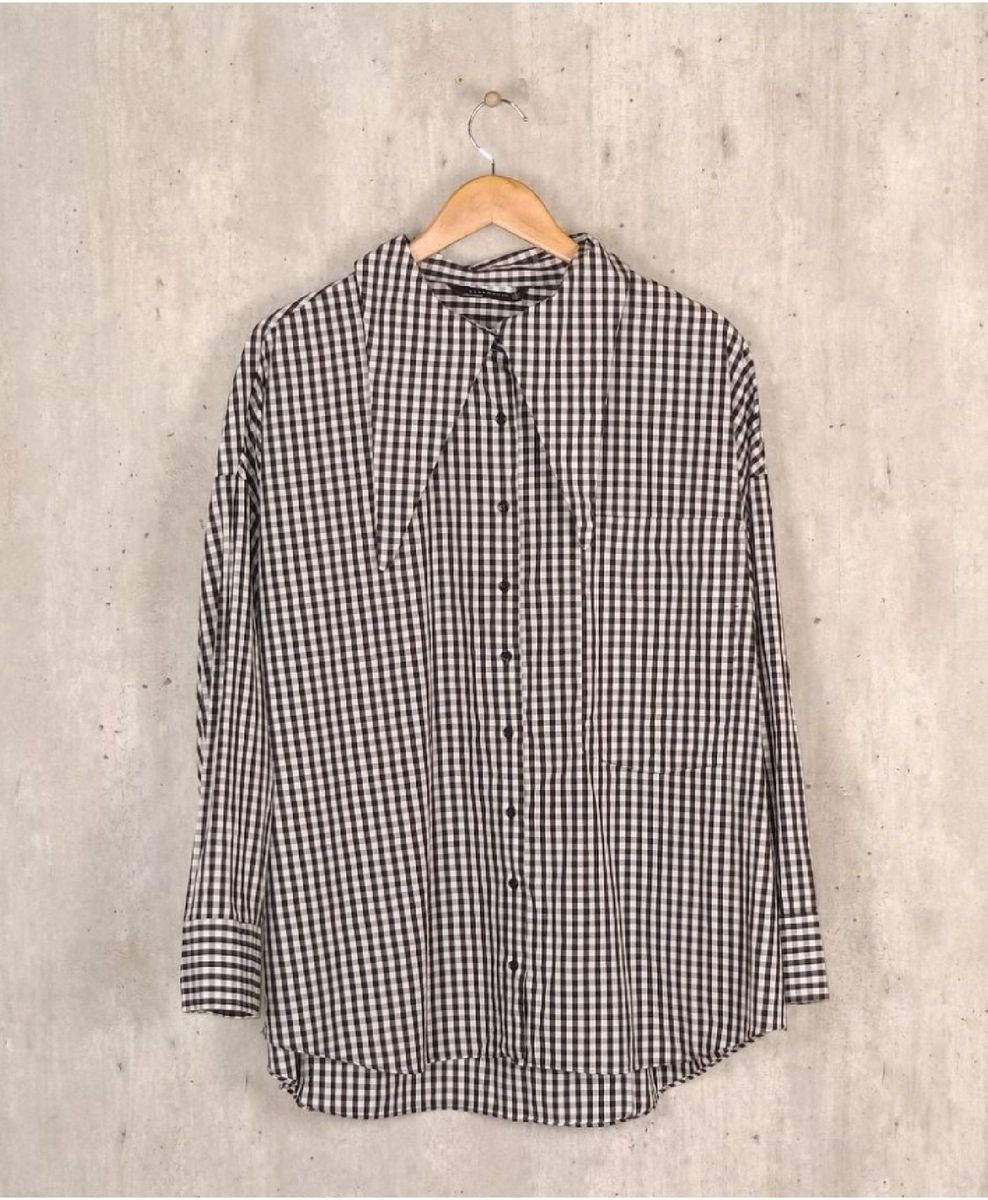 camisa xadrez zara feminina