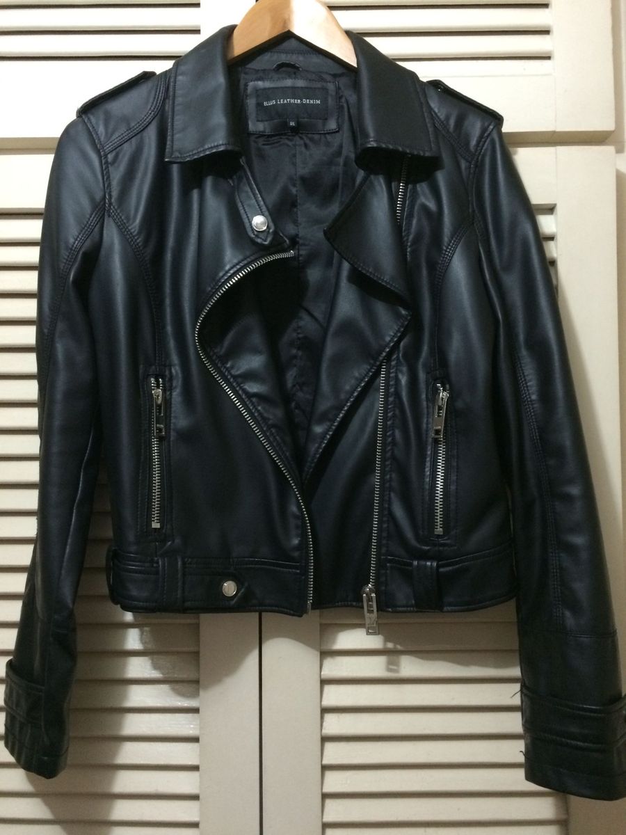 jaqueta de couro ellus masculina motoqueiro