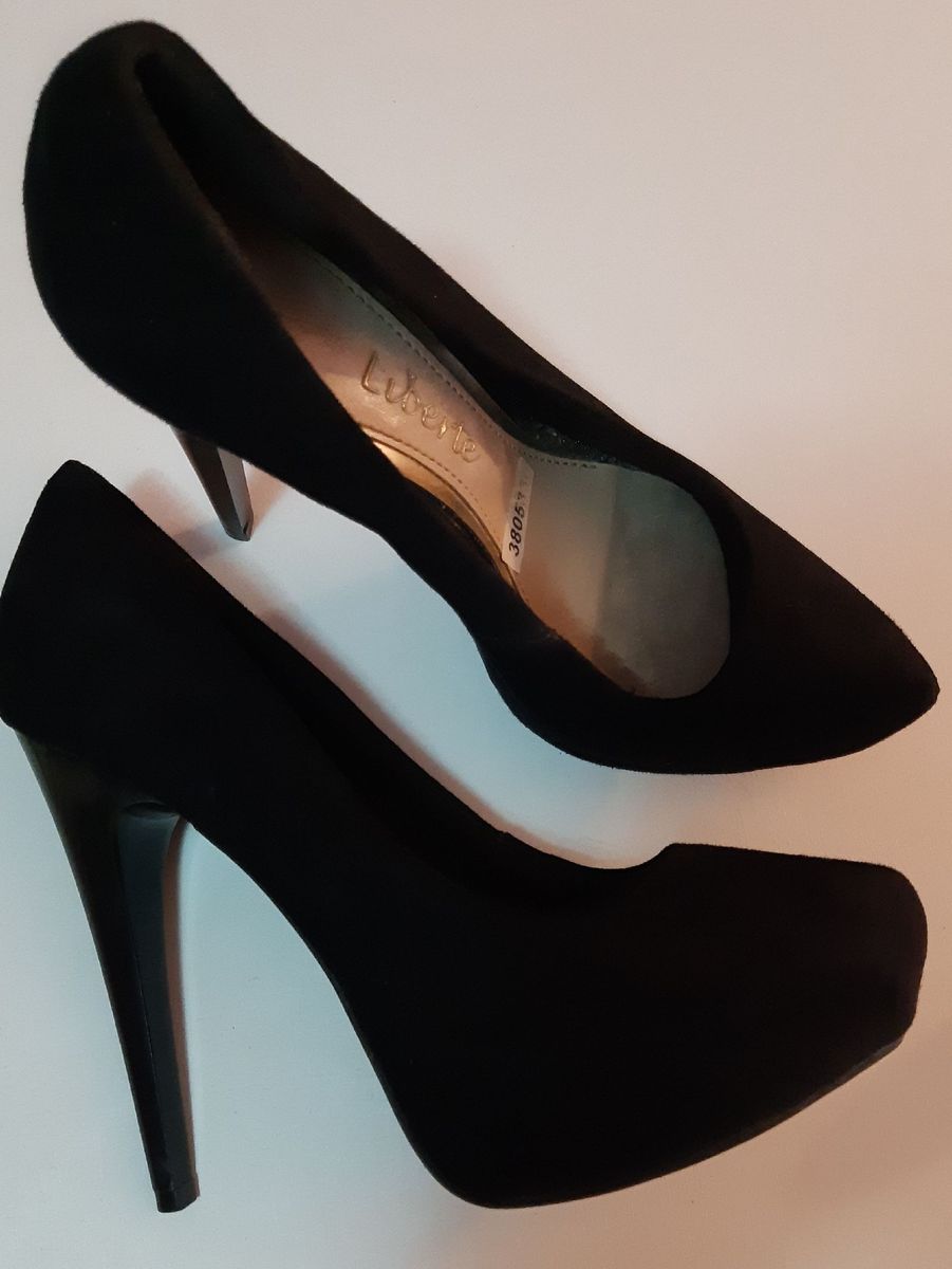 peep toe preto camurça