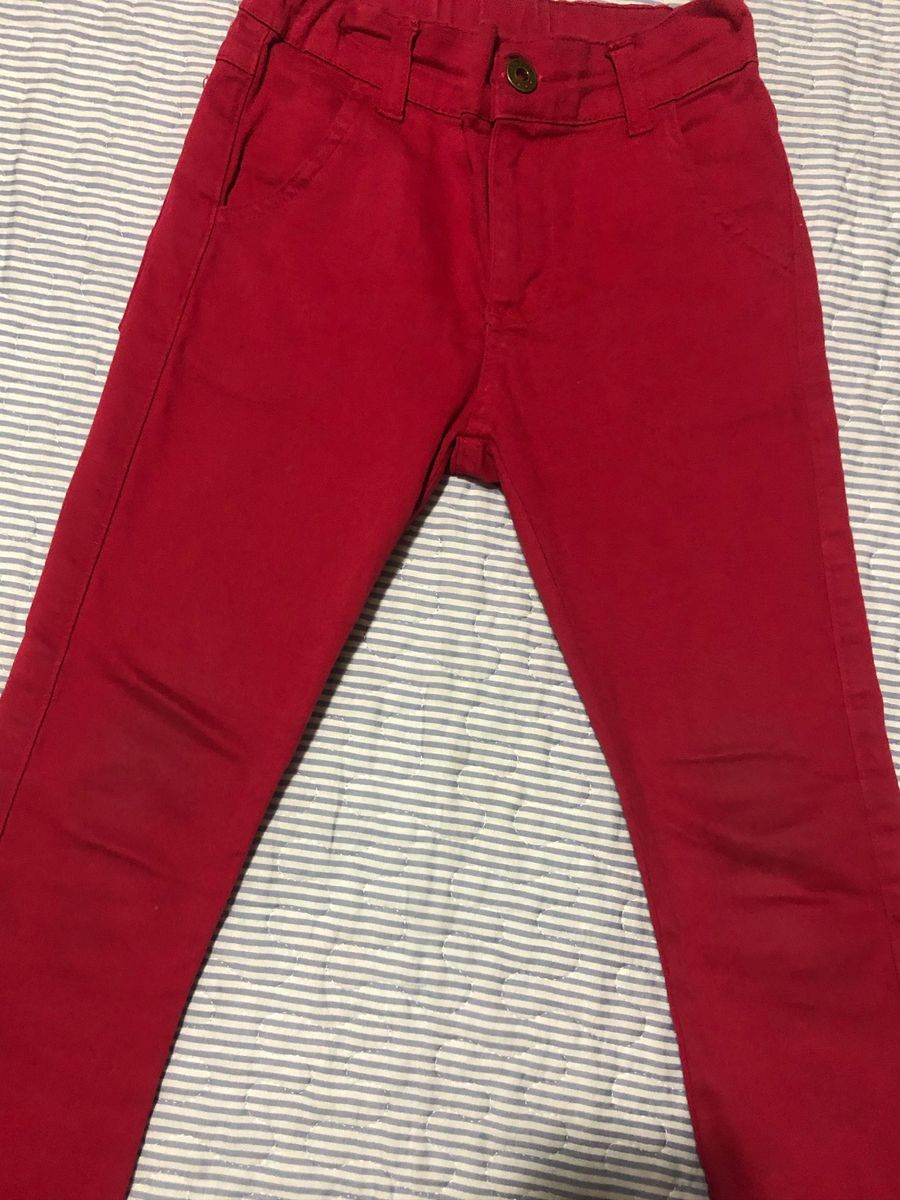 calça sarja vermelha