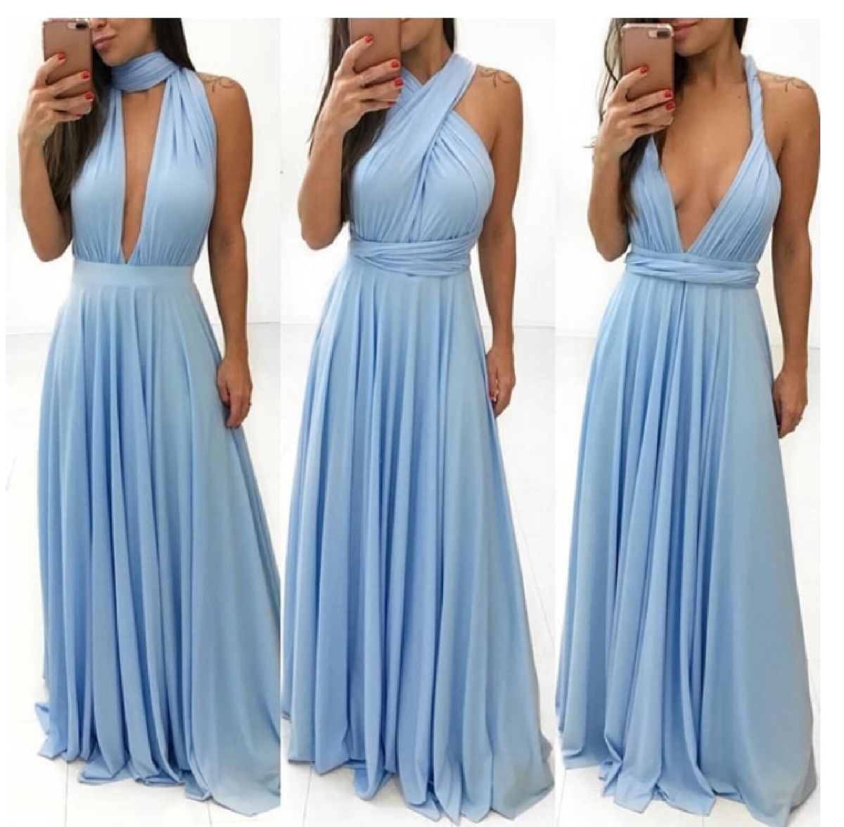 vestido multiformas azul marinho