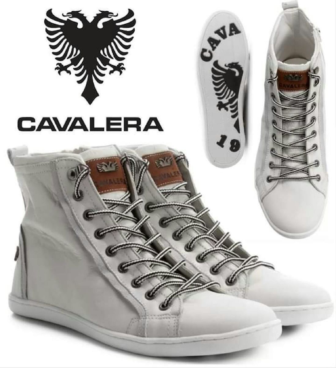 sapatênis couro cavalera cano alto masculino