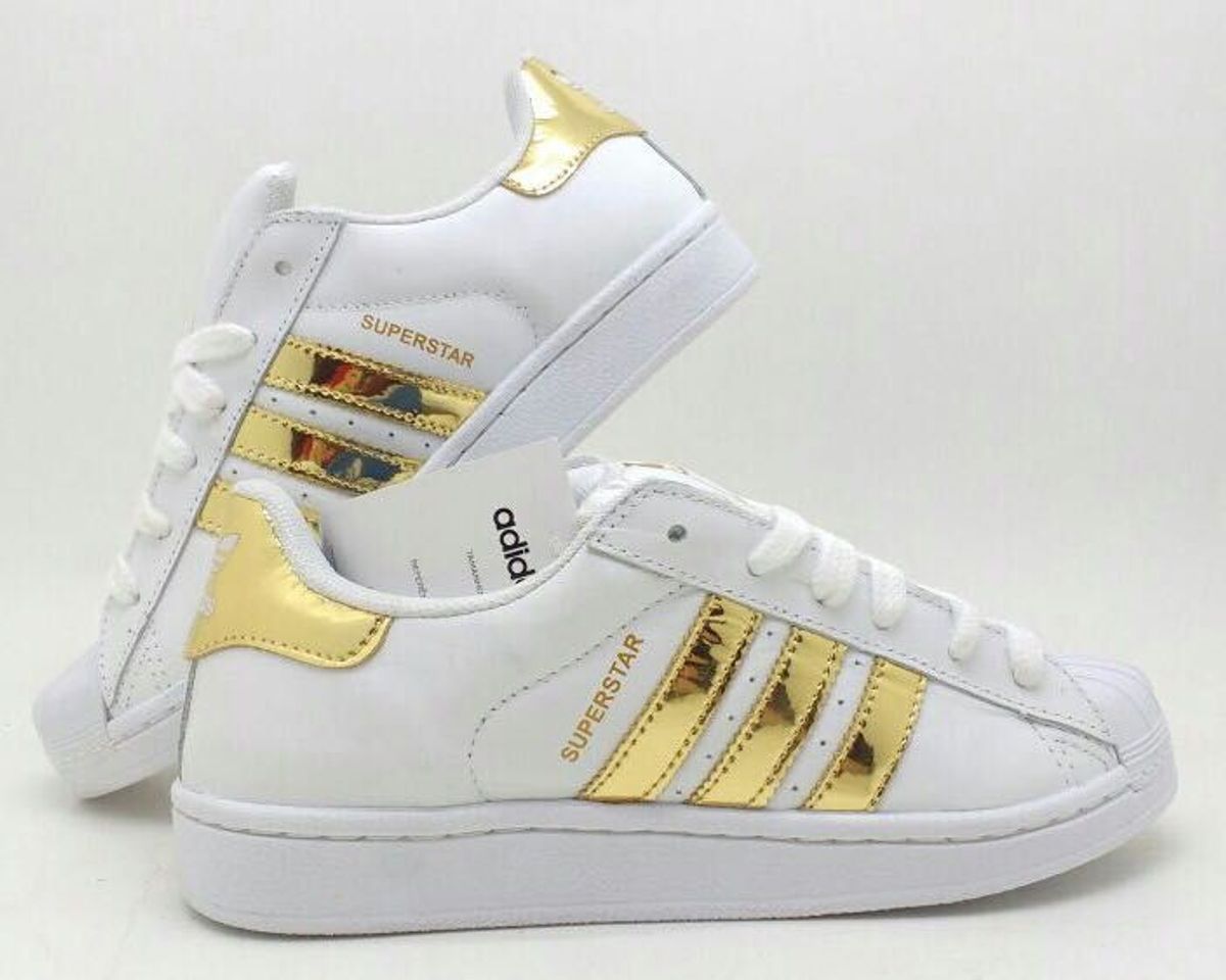 adidas superstar feminino branco e dourado