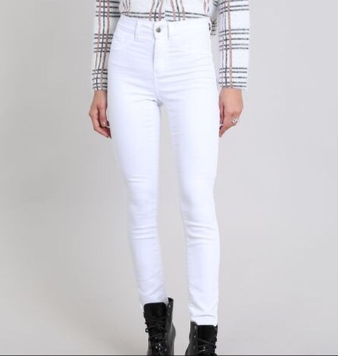 calça branca jeans feminina cintura alta