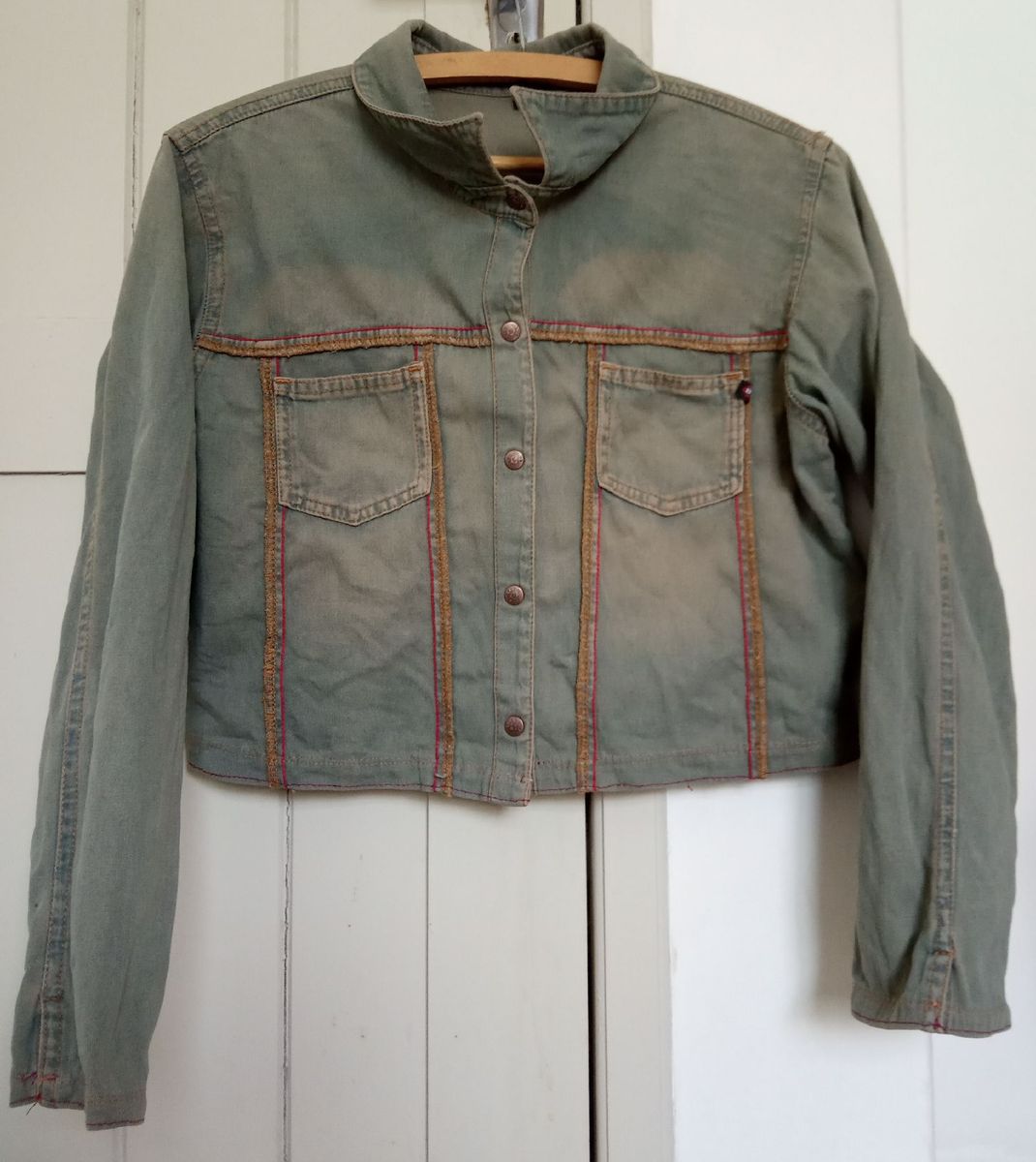 jaqueta jeans verde militar feminina renner