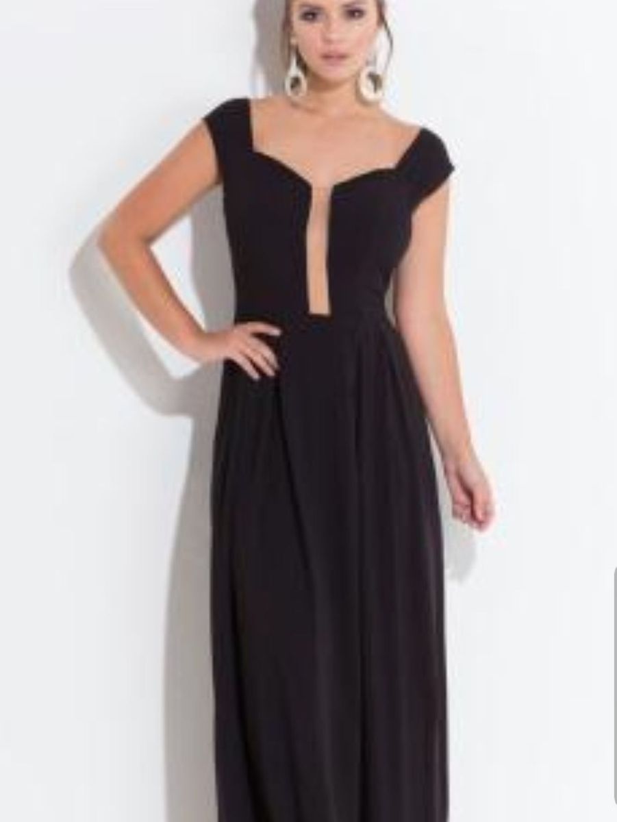 vestido longo preto gg