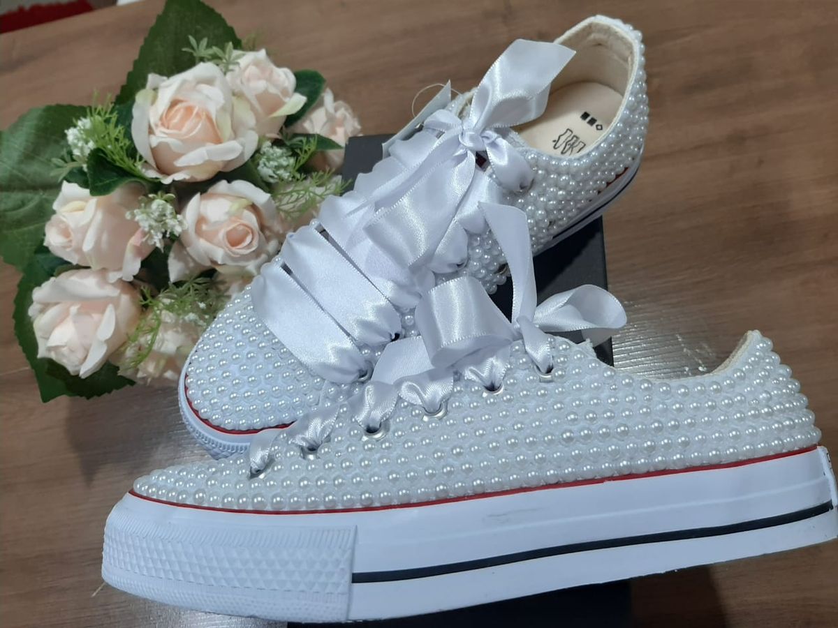 tenis personalizados com perola