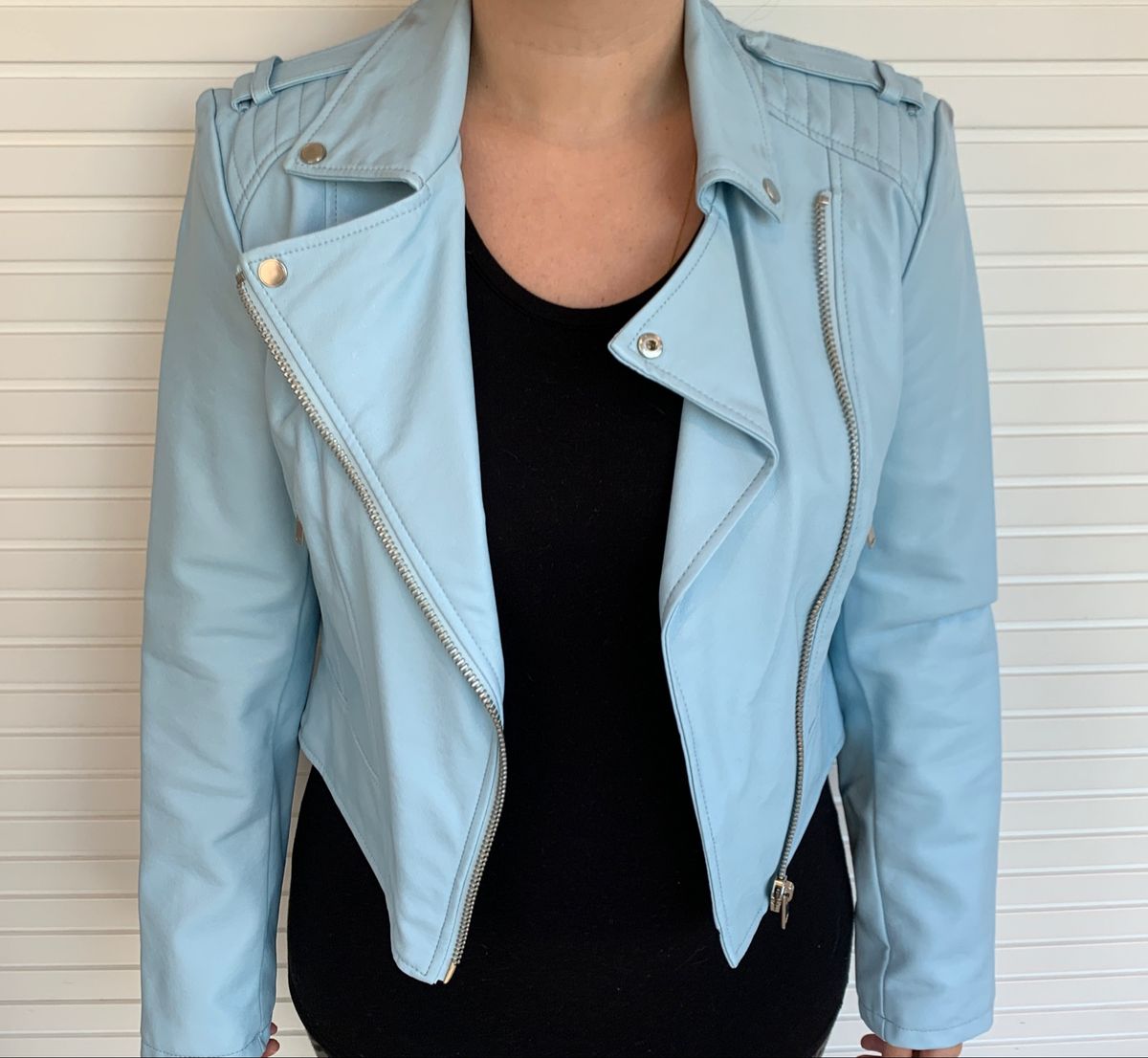 jaqueta de couro fake feminina