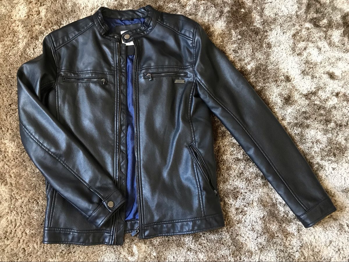 jaqueta de couro com capuz tng