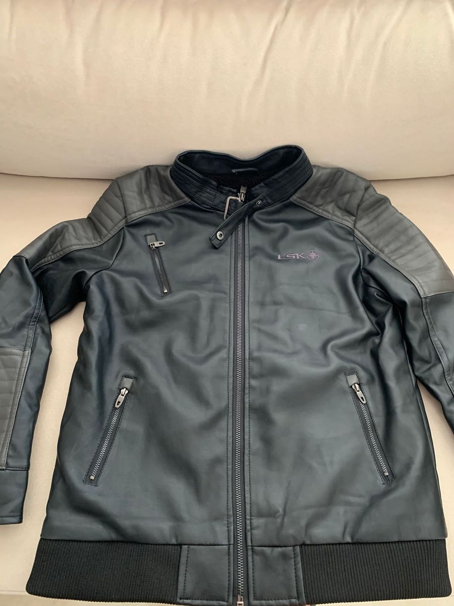 jaqueta infantil couro sintetico