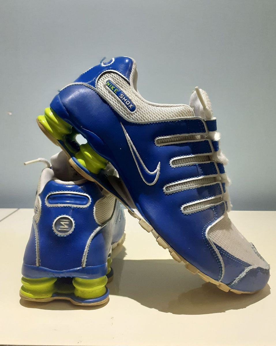 tenis nike azul e verde limao