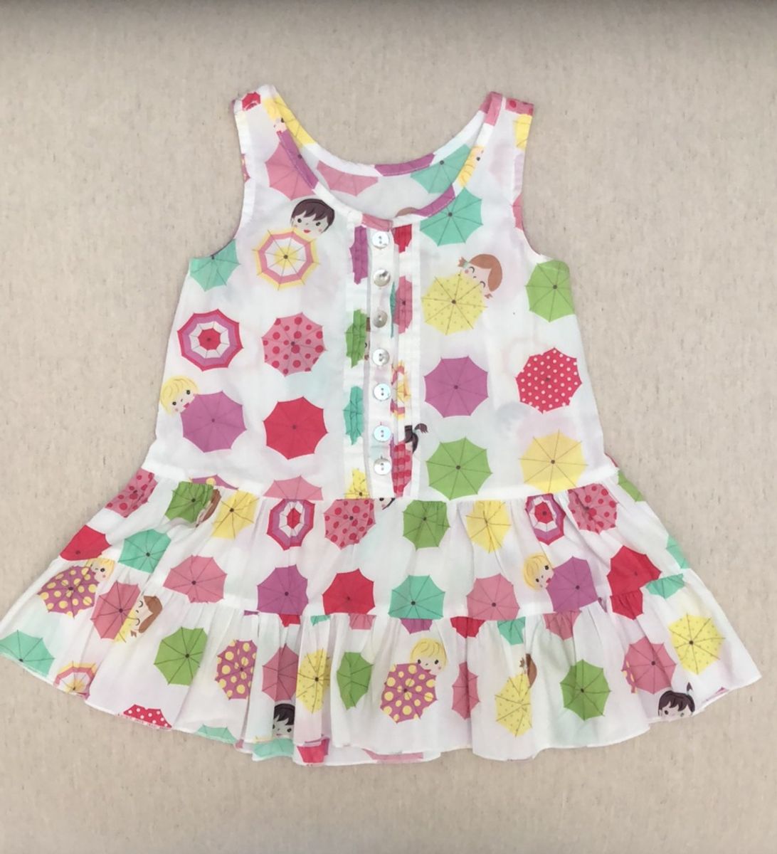 vestido infantil de tricoline estampado