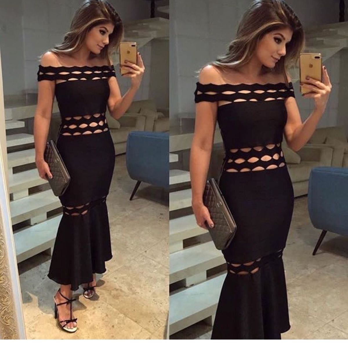 vestido bandagem midi preto