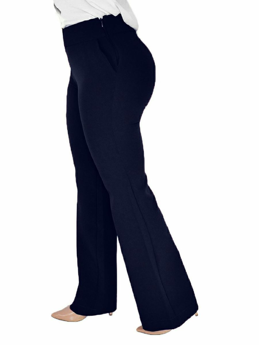 calça oxford azul marinho feminina