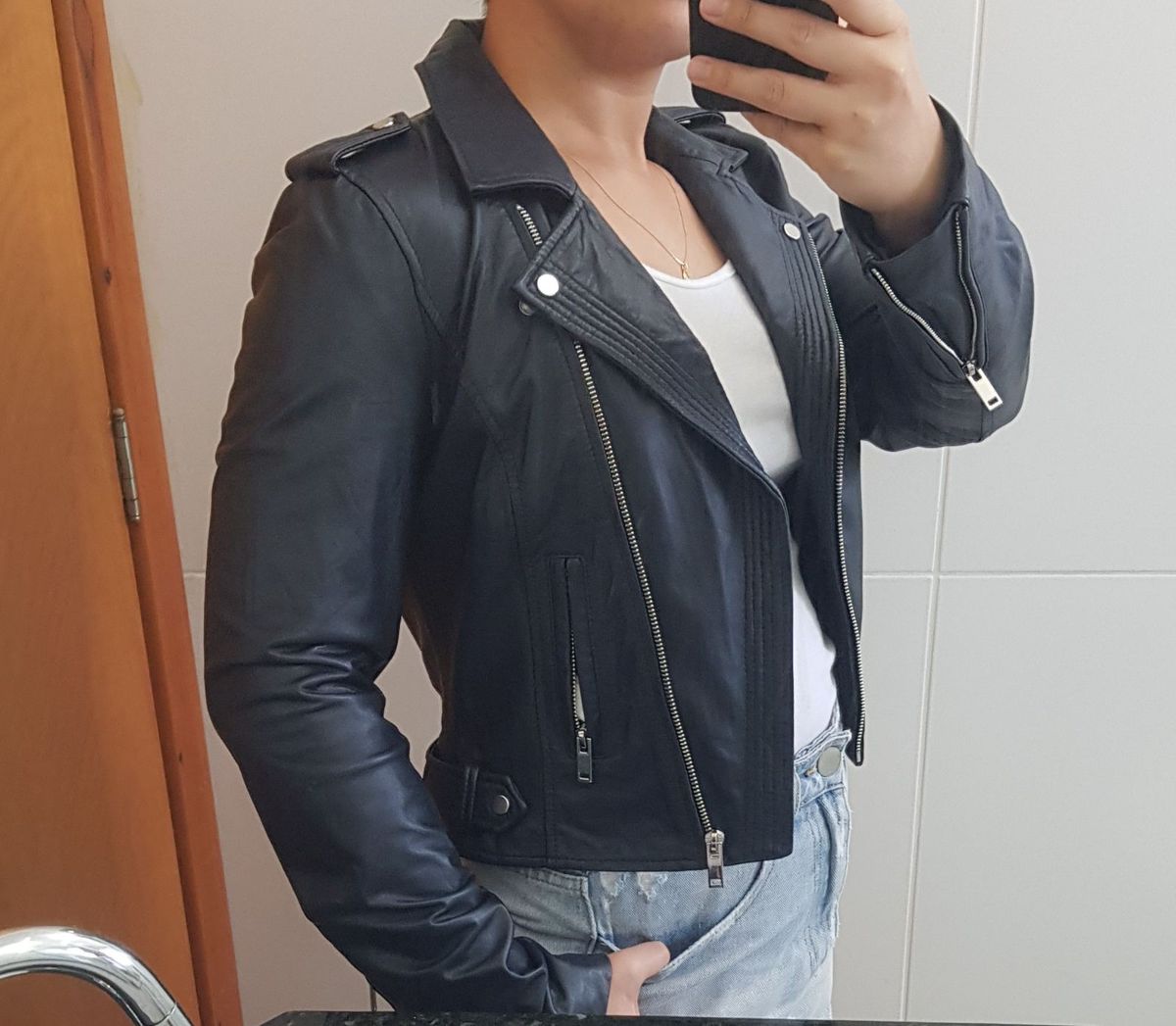 jaqueta biker couro legitimo