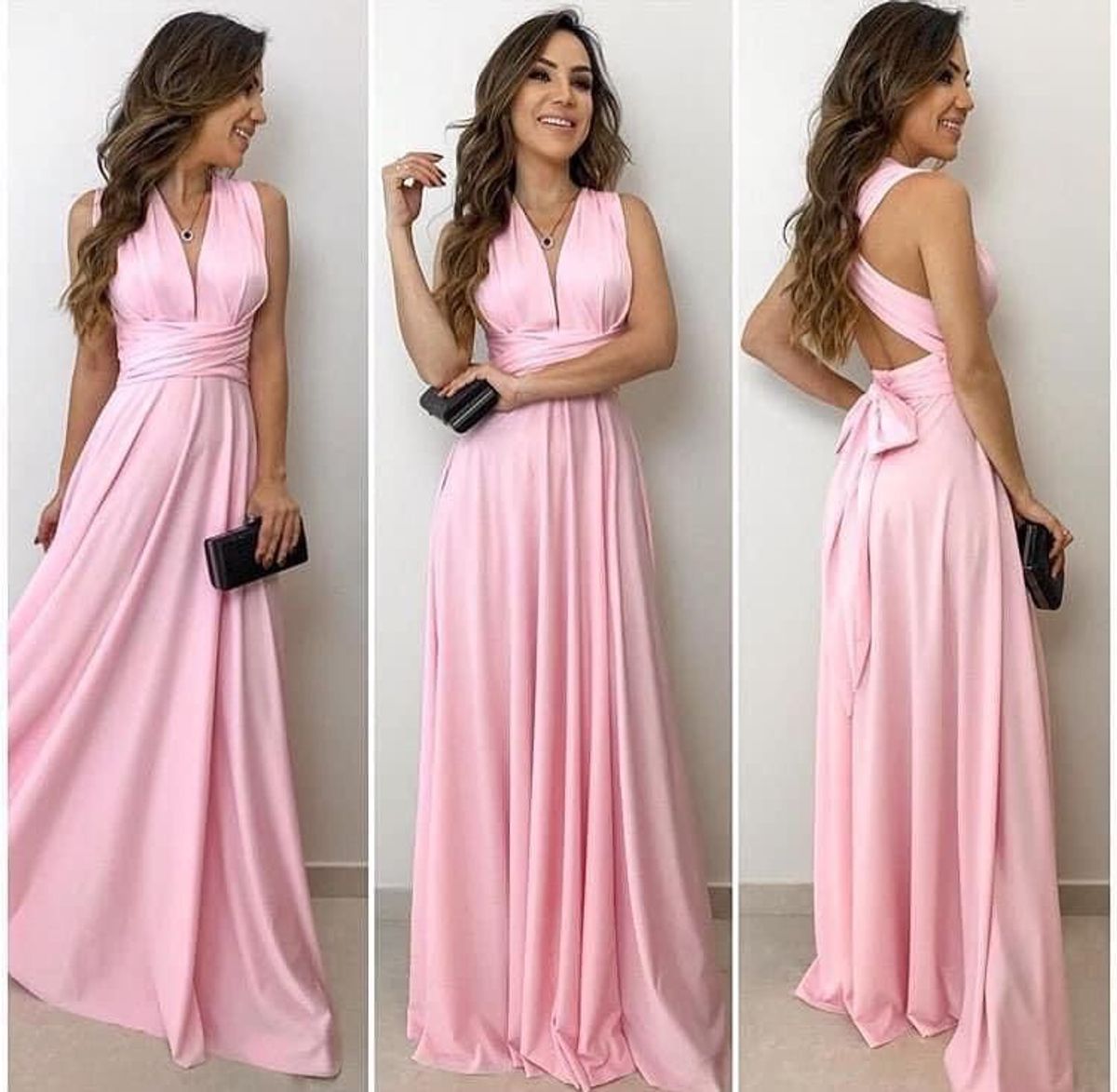 vestido de festa longo rosa bebe