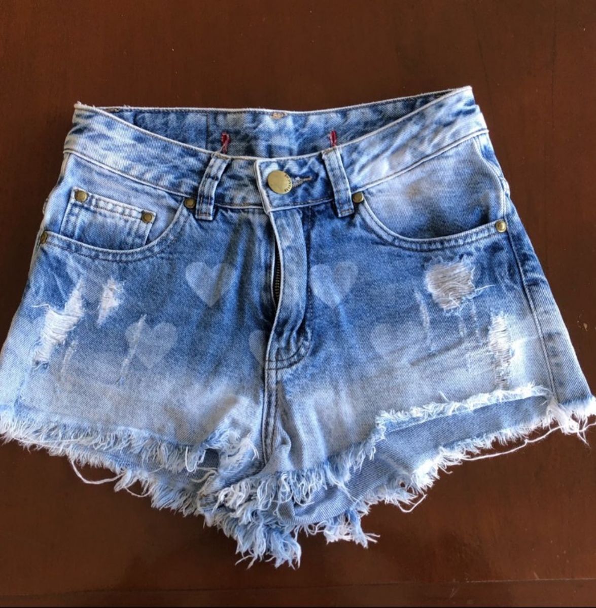 short branco jeans cintura alta