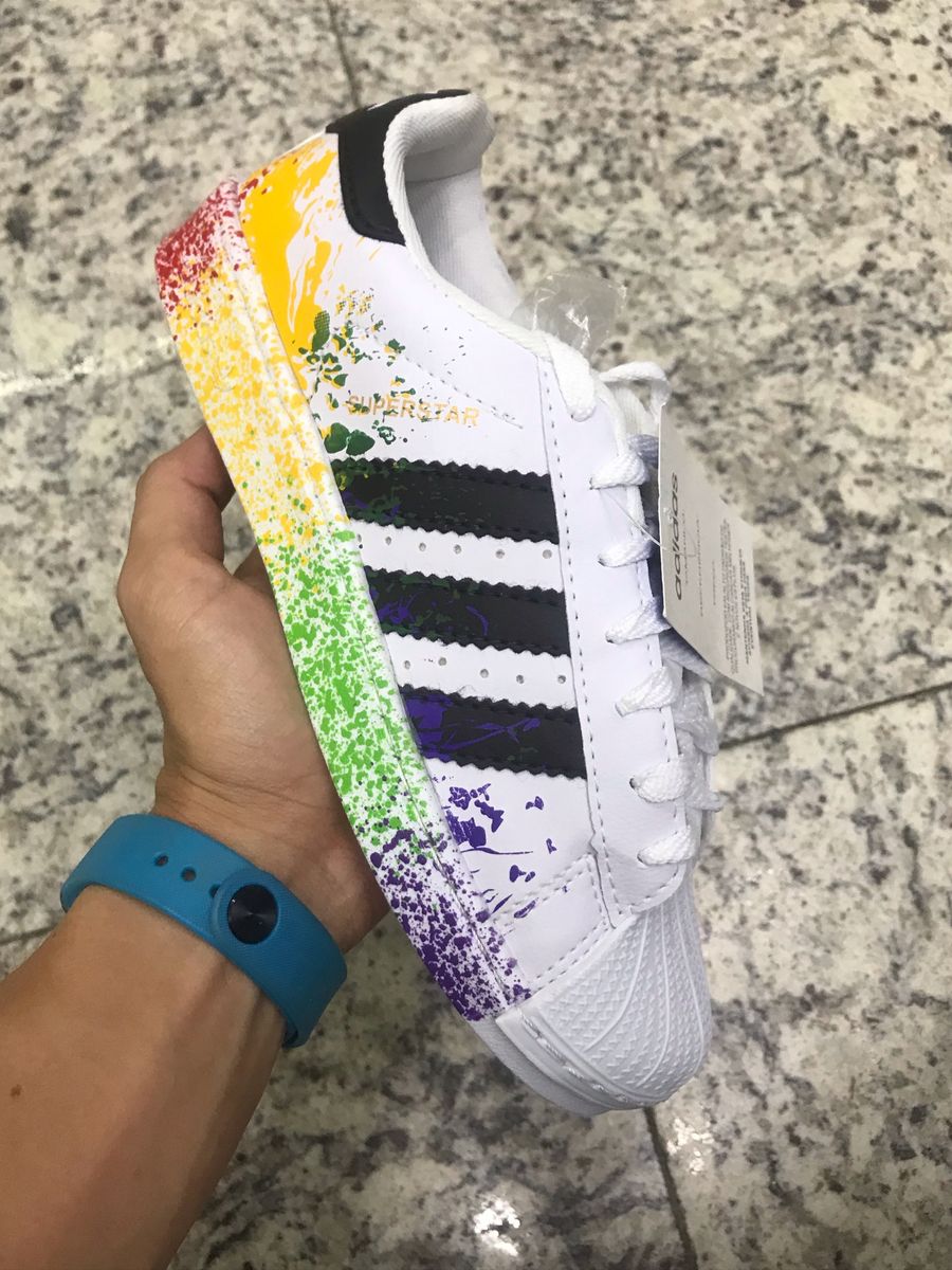 tenis adidas superstar colors spray colorido pichado