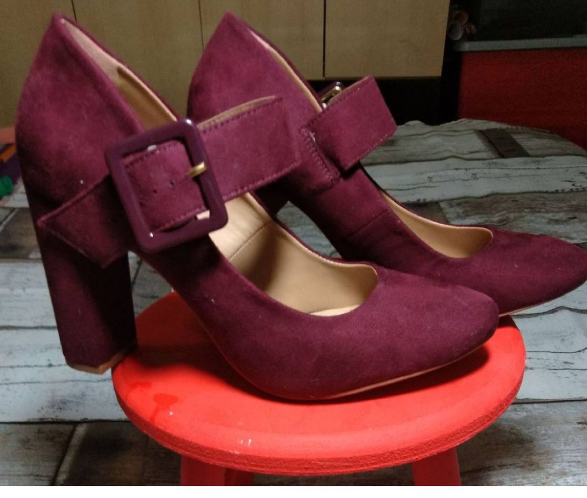 sapato boneca marsala