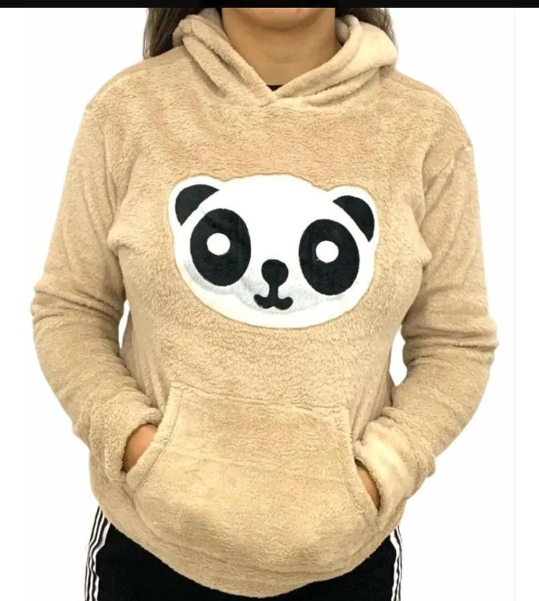 blusa de frio panda com touca