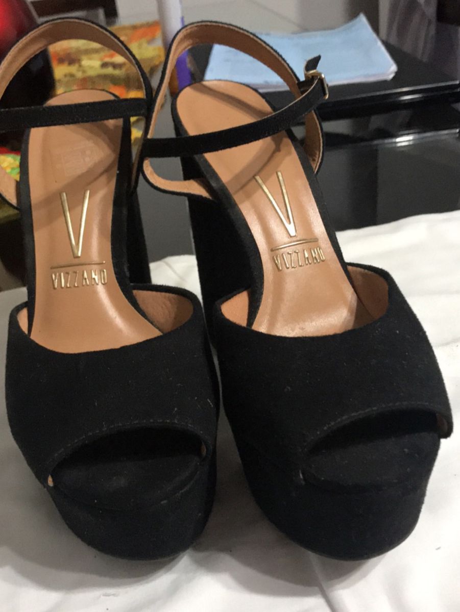 sapato anabela salto alto vizzano preto