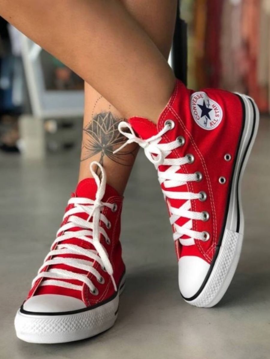 all star vermelho cano alto