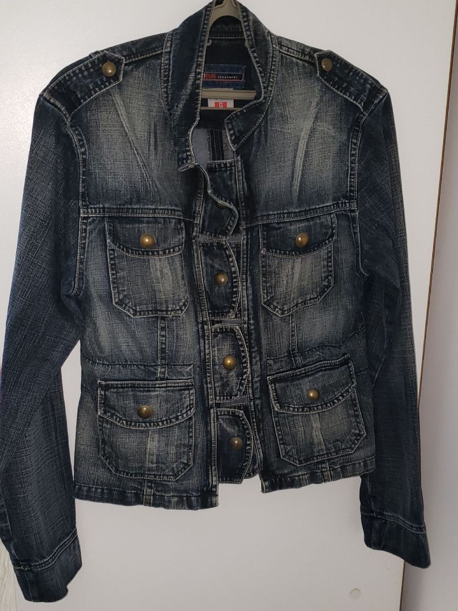 jaqueta jeans acinturada