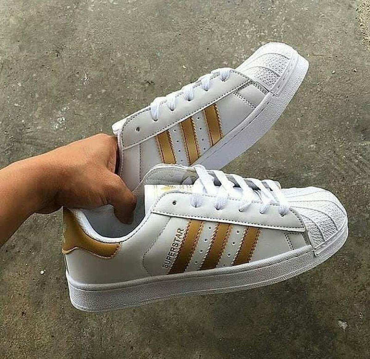 adidas superstar branco e dourado feminino