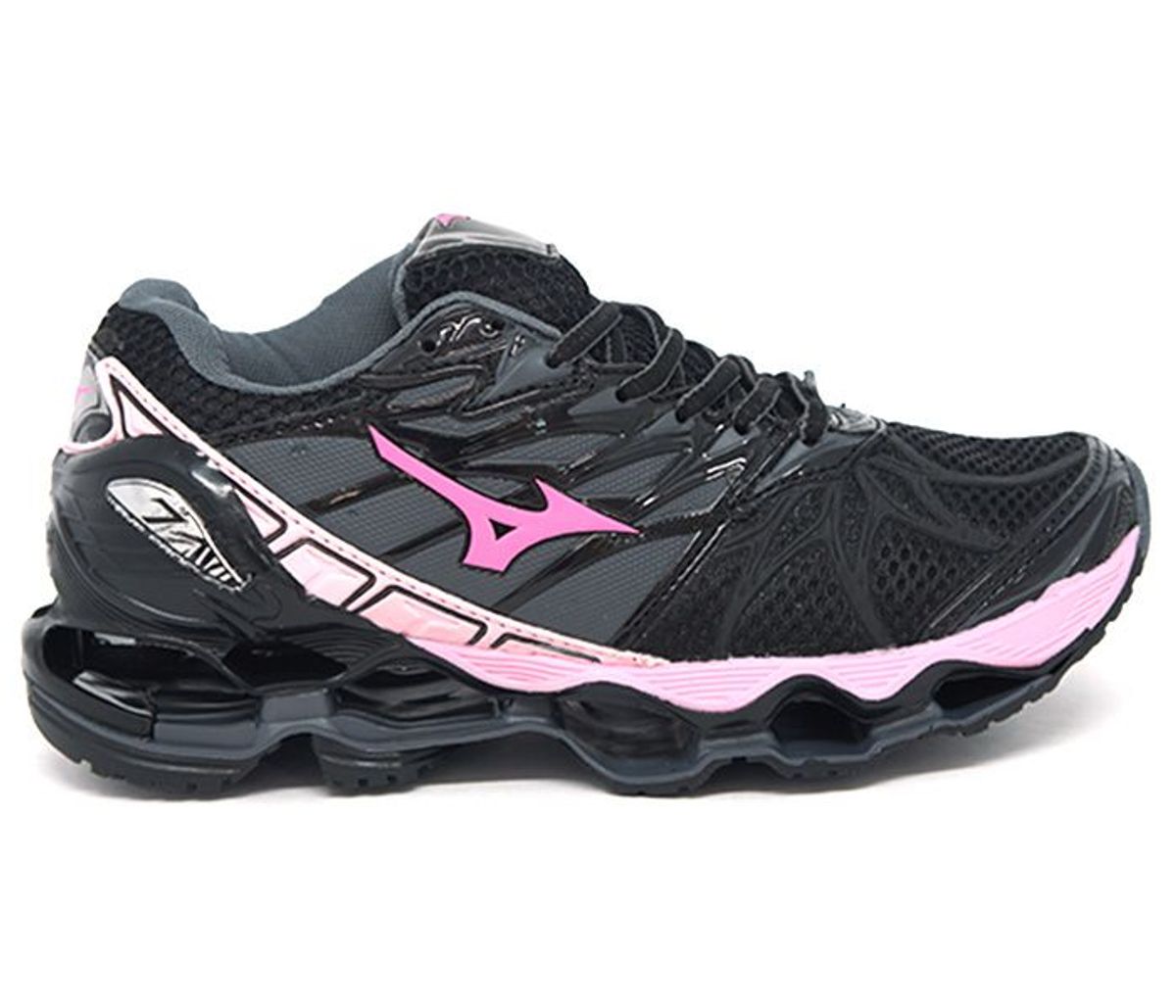 tênis feminino mizuno wave prophecy 7 preto grafite e rosa