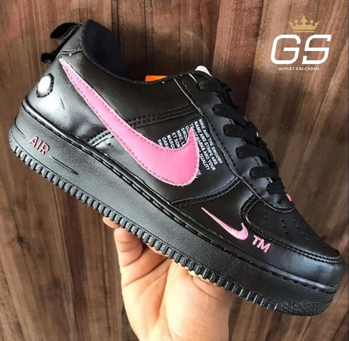 tenis nike air force preto e rosa