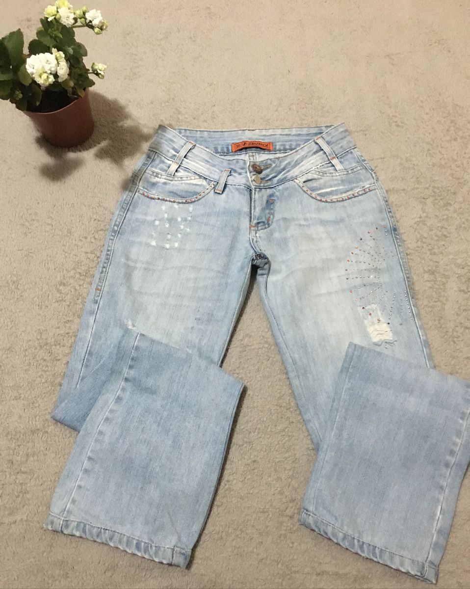 calça jeans cintura baixa sawary