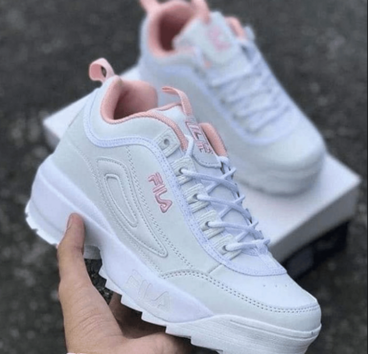 tenis fila branco rosa