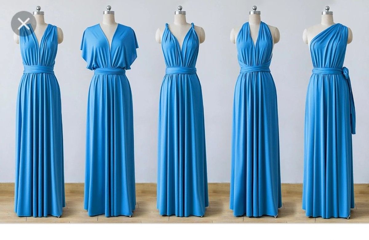 vestido multiformas azul