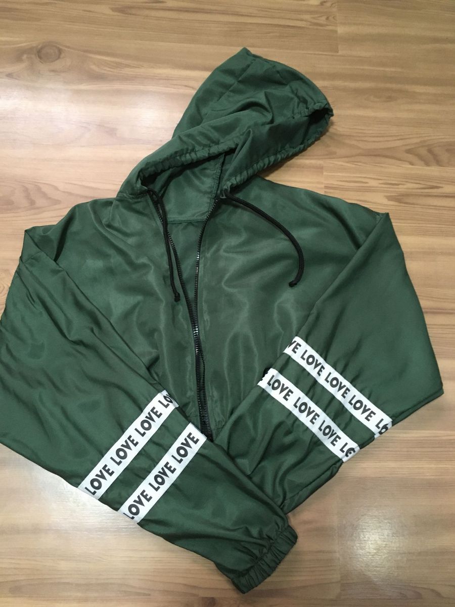 corta vento feminina verde militar