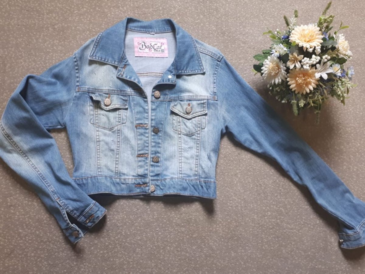 jaqueta jeans feminina bad cat