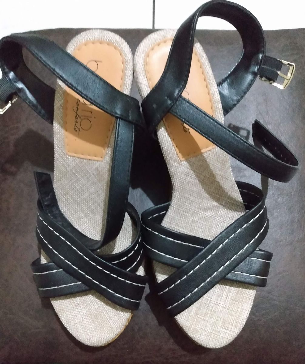 sandalia anabela beira rio azul marinho