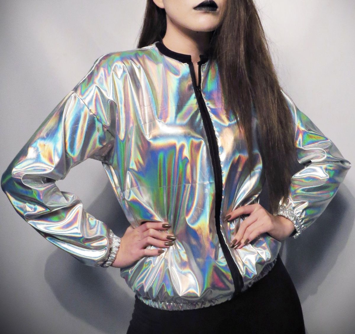 casaco holografico transparente