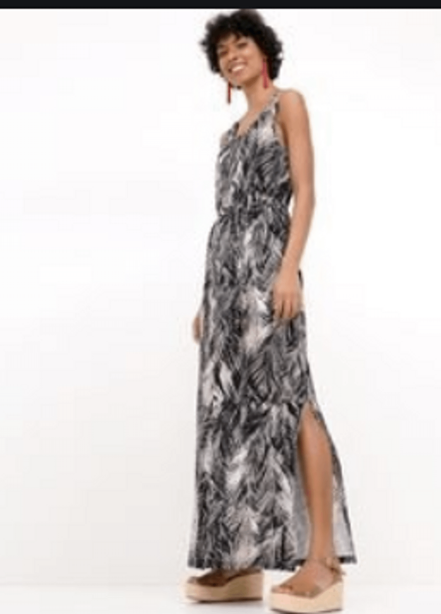 vestido longo florido renner