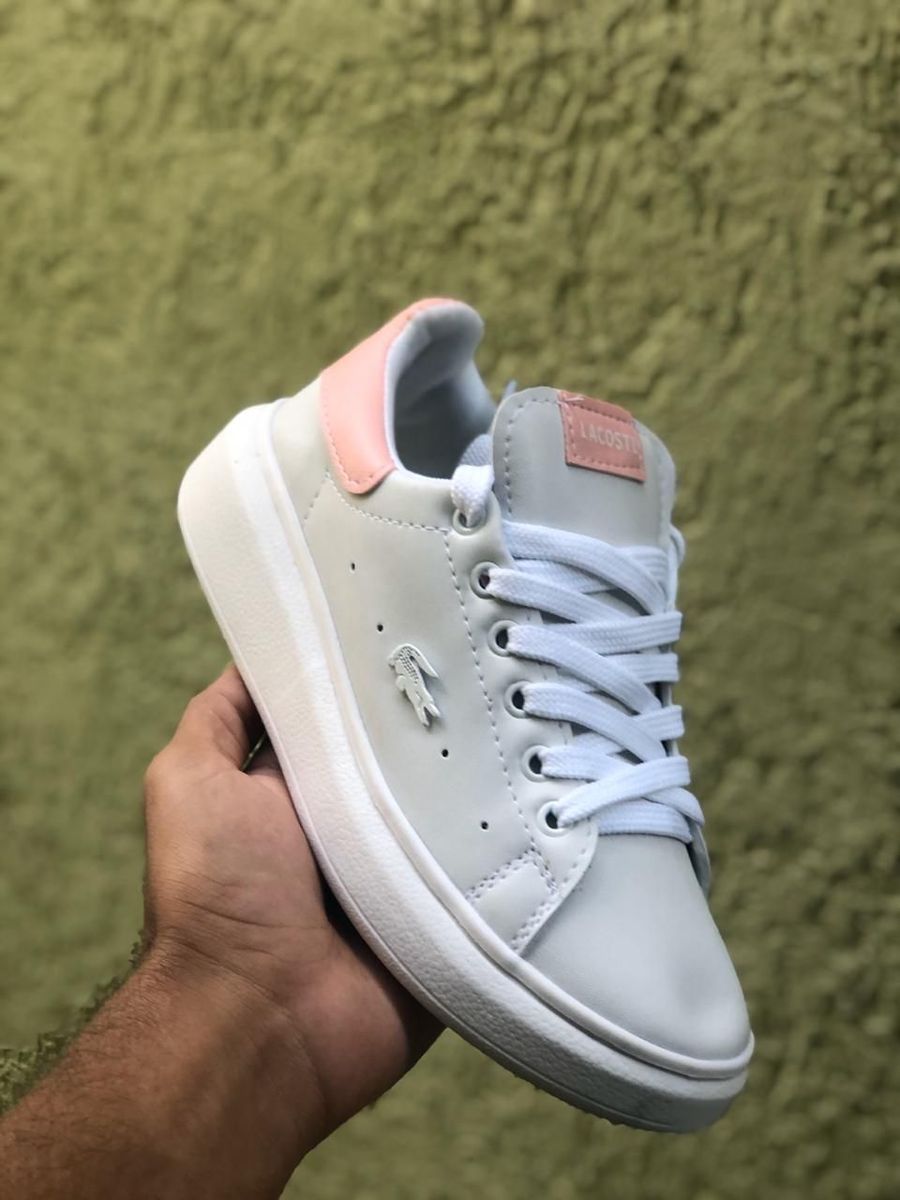 tenis feminino lacoste branco e rosa