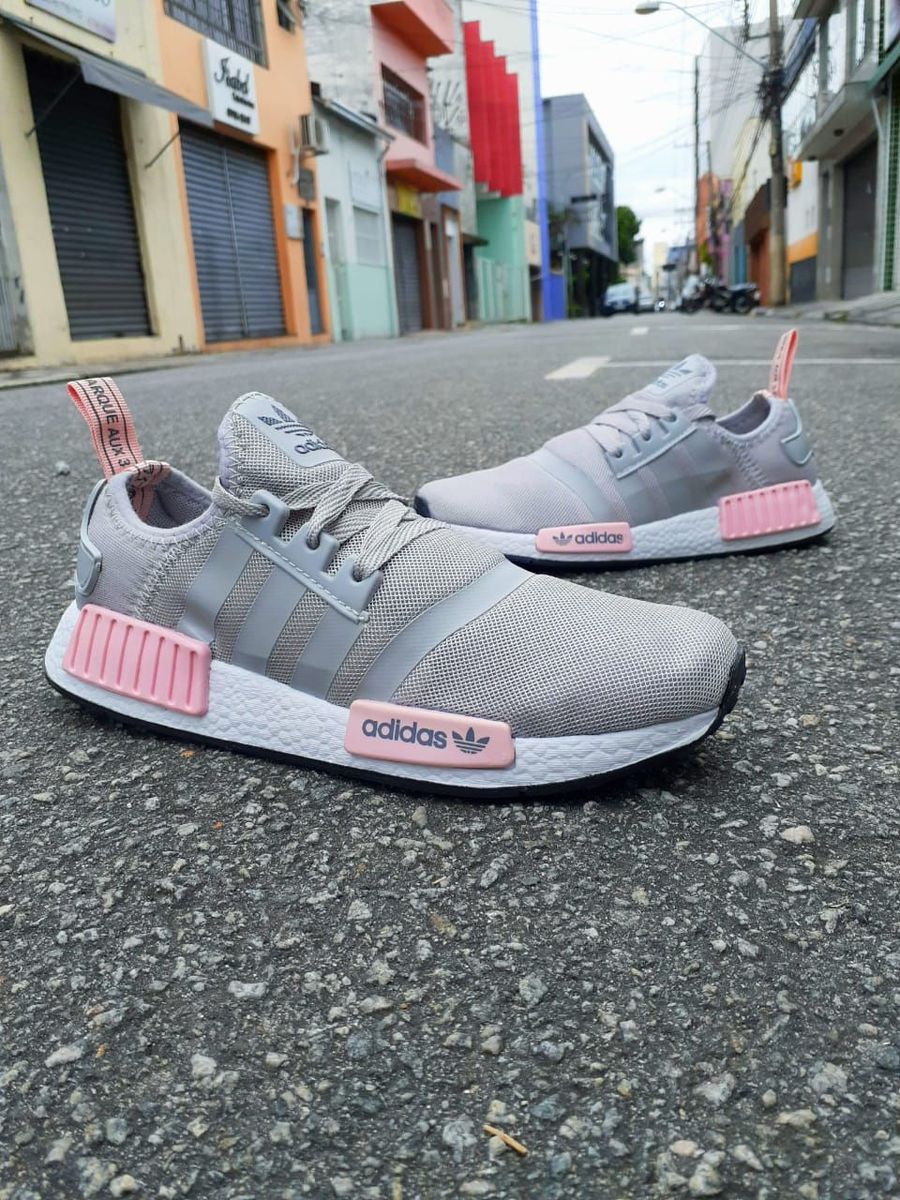 adidas nmd feminino cinza e rosa